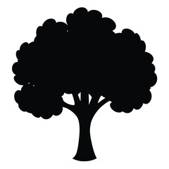dogwood tree vector silhouette icon, black and white illustration of trees.