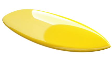 Sleek Yellow Surfboard with Smooth Surface and Transparent Background for Beach and Water Sports