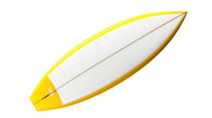 Yellow and White Surfboard with Streamlined Design Suitable for Ocean and Beach Activities