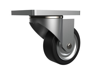 Industrial Swivel Caster Wheel with Top Plate Mounting with Black Rubber Wheel and Steel Bracket...