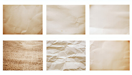 Vintage Paper or Parchment Set Isolated on White Background for Antique and Classic Design Projects