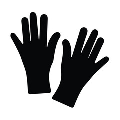 driving gloves vector silhouette icon, black and white illustration of footwear.