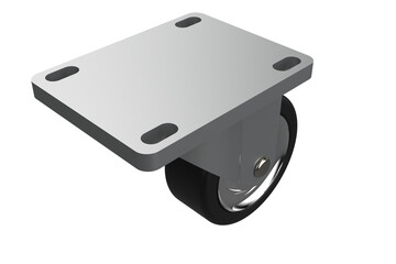Industrial Swivel Caster Wheel with Top Plate Mounting with Black Rubber Wheel and Steel Bracket...