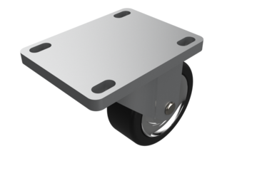 Industrial Swivel Caster Wheel with Top Plate Mounting with Black Rubber Wheel and Steel Bracket Heavy-Duty for Furniture, Equipment, or Trolleys with 360-Degree Rotation on Transparent Background PNG