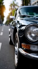 Fototapeta premium Classic car parked on city street