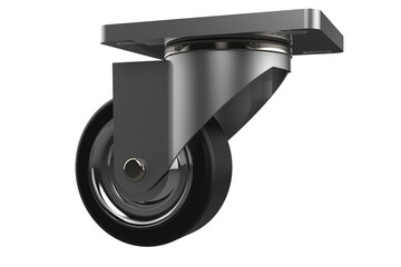 Industrial Swivel Caster Wheel with Top Plate Mounting with Black Rubber Wheel and Steel Bracket...