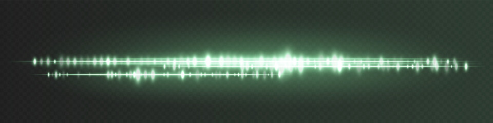 Green glowing sound visualization with double wave lines and dense amplitude spikes, perfect for futuristic sound systems