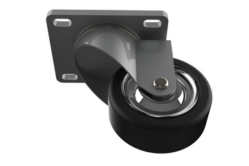 Industrial Swivel Caster Wheel with Top Plate Mounting with Black Rubber Wheel and Steel Bracket...