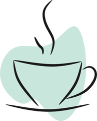 Minimal Line Coffee Cup with Pastel Blob Background – Modern Vector Art
