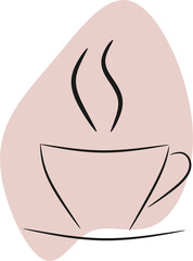 Minimal Line Coffee Cup with Pastel Blob Background – Modern Vector Art