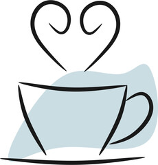 Minimal Line Coffee Cup with Pastel Blob Background – Modern Vector Art