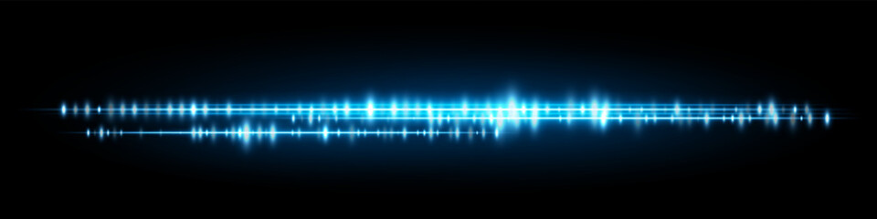 Bright blue waveform with soft glowing light and triple layered amplitude lines, designed for futuristic sound interfaces or voice screens.