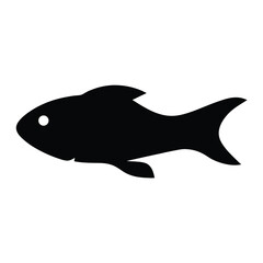 dwarf cichlid fish vector silhouette icon, black and white illustration of fish.