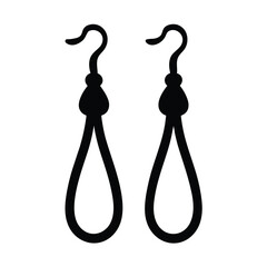 earrings vector silhouette icon, black and white illustration of footwear.