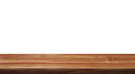 Empty wooden table, front view, PNG transparent.