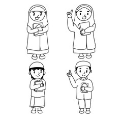 cute cartoon Islamic kids set