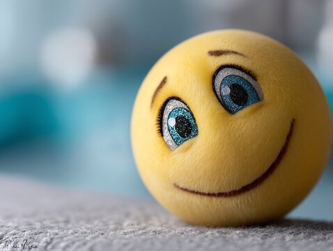 Close-up of a cheerful yellow emoticon