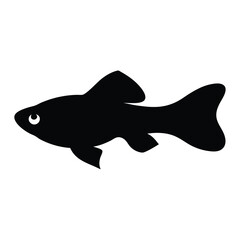 endler s livebearer fish vector silhouette icon, black and white illustration of fish.
