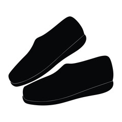espadrilles vector silhouette icon, black and white illustration of footwear.