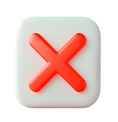 Fototapeta premium Red X Mark 3D Icon Isolated on Transparent Background