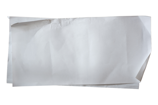 Two crumpled blank receipt papers on white background