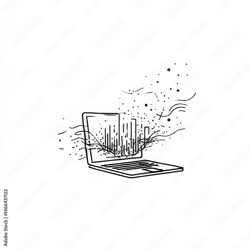 Leinwandbilder digital transformation: abstract laptop design representing data flow and innovation