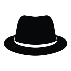 fedora vector silhouette icon, black and white illustration of footwear.