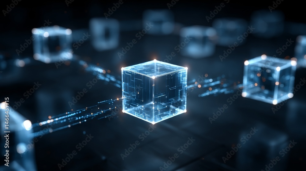 Poster Interconnected Data Cubes: A Futuristic Visualization of Blockchain Technology and Distributed Network Connections
