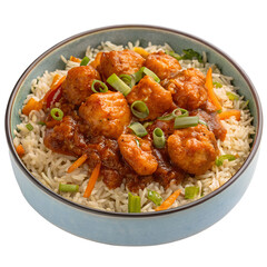 Fototapeta premium Chicken Manchurian with rice isolation on transparent background