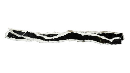 A torn black long paper with a frayed edge