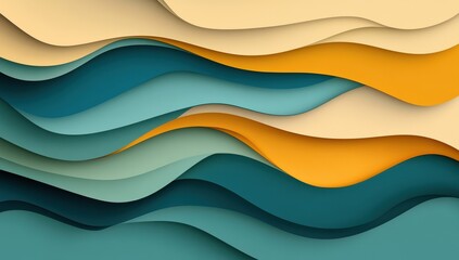 Abstract layered wavy design with muted color tones