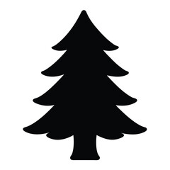 fir tree vector silhouette icon, black and white illustration of trees.