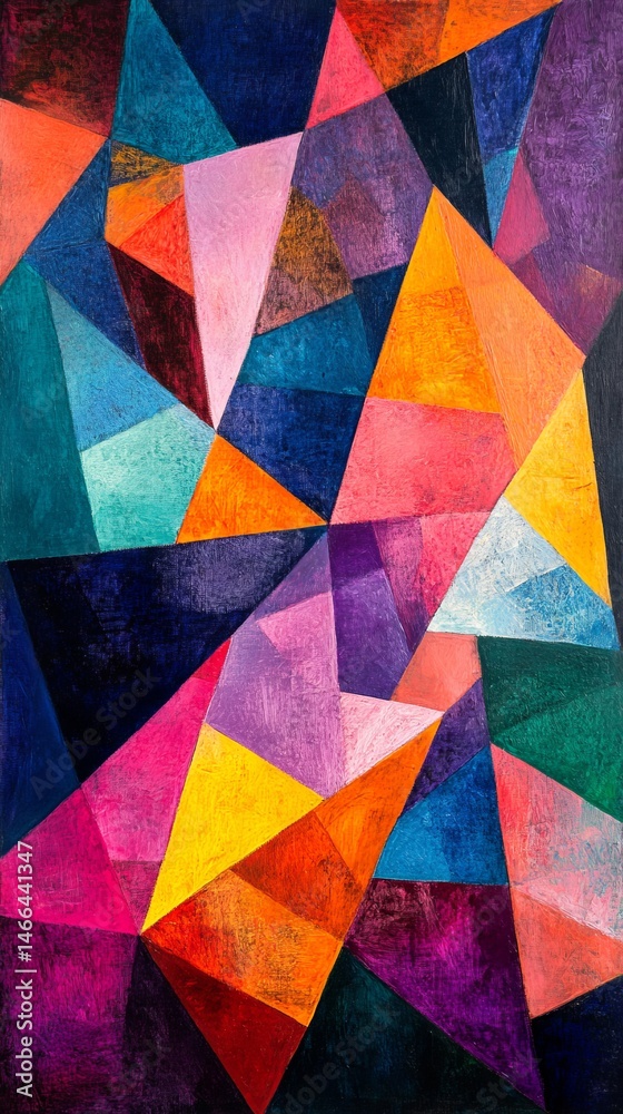 Wall mural a vibrant abstract geometric design with colorful triangles. it captures a sense of modern art and c