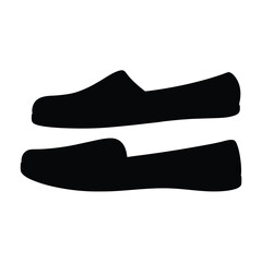 flats vector silhouette icon, black and white illustration of footwear.