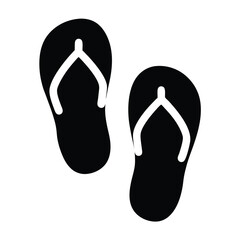 flip flops vector silhouette icon, black and white illustration of footwear.