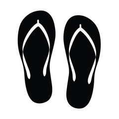 flip flops vector silhouette icon, black and white illustration of footwear.