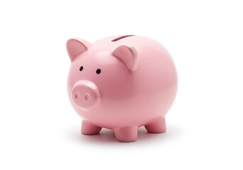 Obraz premium A pink piggy bank stands on a white surface, symbolizing savings and financial planning for the future