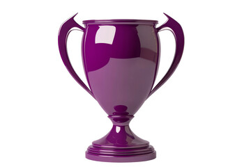 Shiny Purple Trophy with Handles, Isolated, cut out transparent