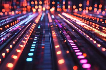 Futuristic control panel with vibrant lights