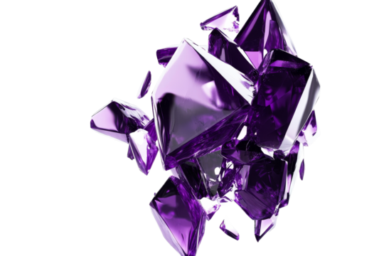 Purple Crystal Formation, Shiny Metallic Structure, cut out transparent