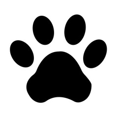 Paw Print Icon: A simple yet striking paw print icon, a symbol of love and connection with pets, representing a clean and modern aesthetic. 