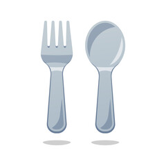Simple spoon and fork vector isolated on white background.