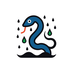 Naklejka premium rain snake vector art illustration on white background
