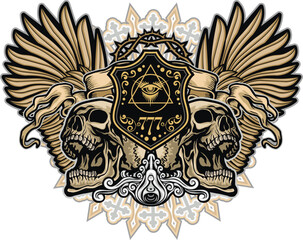gothic sign with skull, grunge vintage design t shirts