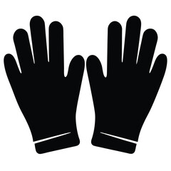 gloves vector silhouette icon, black and white illustration of footwear.