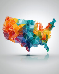 United States of America map: A vibrant, low-poly illustration captures the essence of the USA, portraying the nation in a geometric style.
