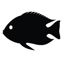 gourami fish vector silhouette icon, black and white illustration of fish.