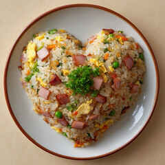heart-shaped fried rice