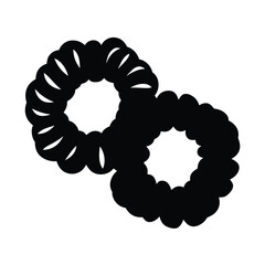 hair scrunchies vector silhouette icon, black and white illustration of footwear.