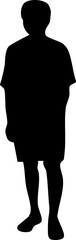 Black solid person silhouette isolated on white background